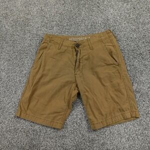 Aeropostale Shorts Mens 27 Dark Brown Tan Chino Bermuda Linen Casual Preppy A87